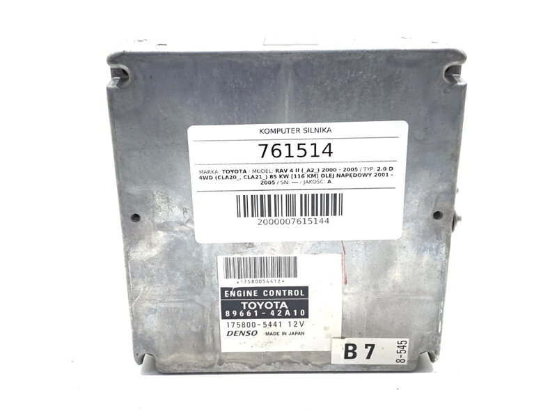 RIADIACA JEDNOTKA MOTORA TOYOTA RAV 4 II (_A2_) 2000 - 2005 89661-42A10